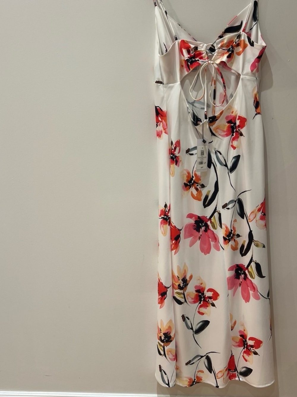 Dynamite White Midi Dress with Pink, Red & Orange Floral Print - Picture 3 of 5